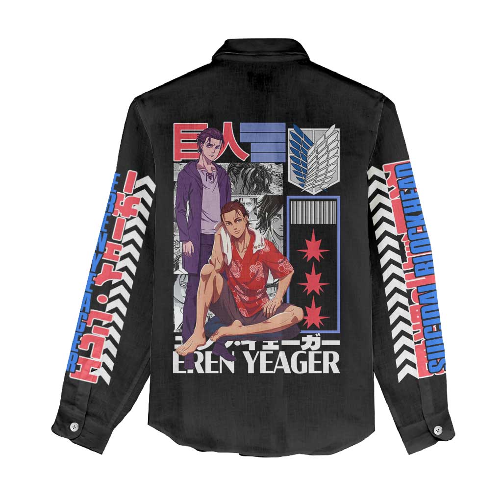Eren Yeager V2 Attack on Titan Women Casual Shirt Japan Anime Style - The Mazicc