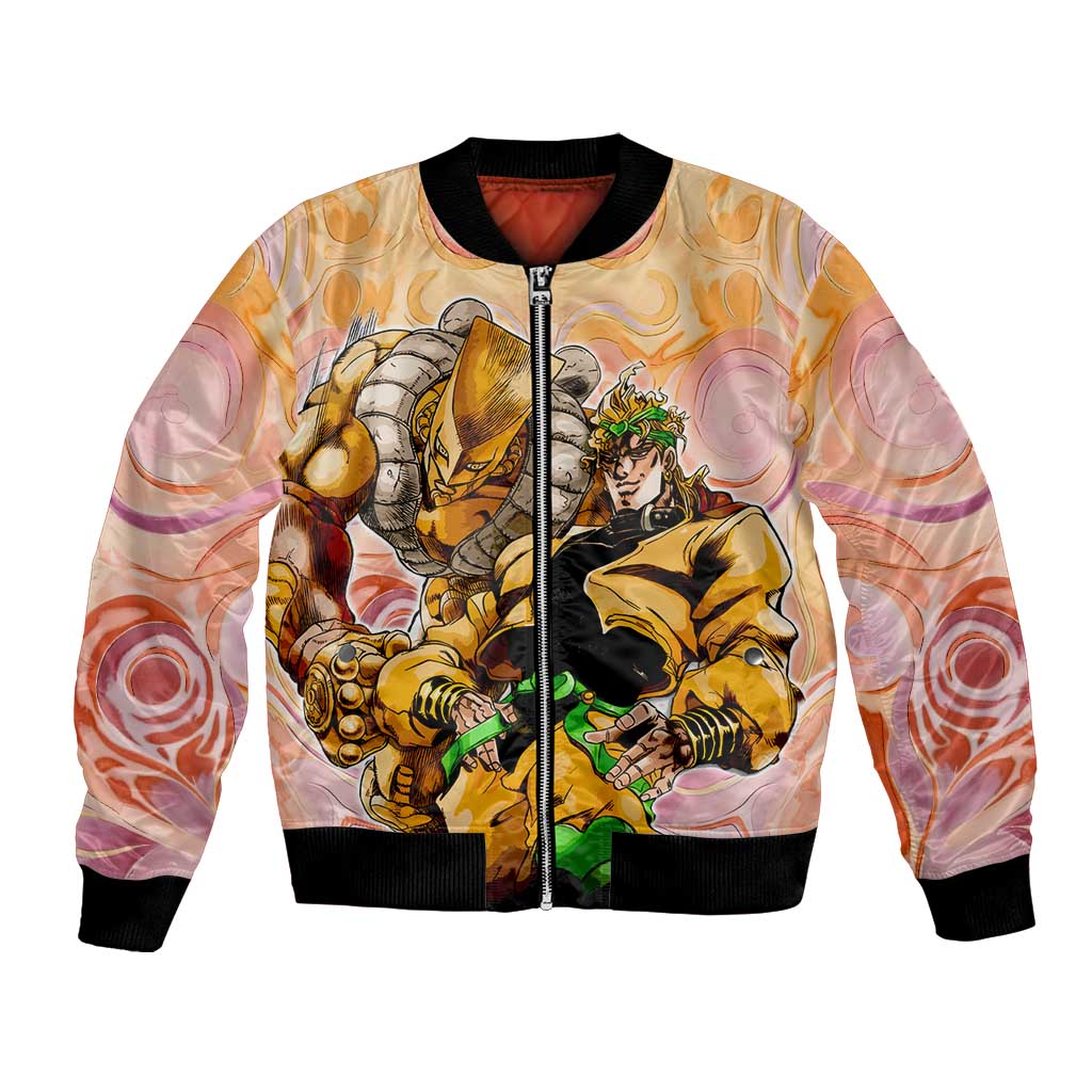 Trippy Dio V2 Jojo’s Bizarre Adventure Bomber Jacket Trippy Mix Anime Style - The Mazicc
