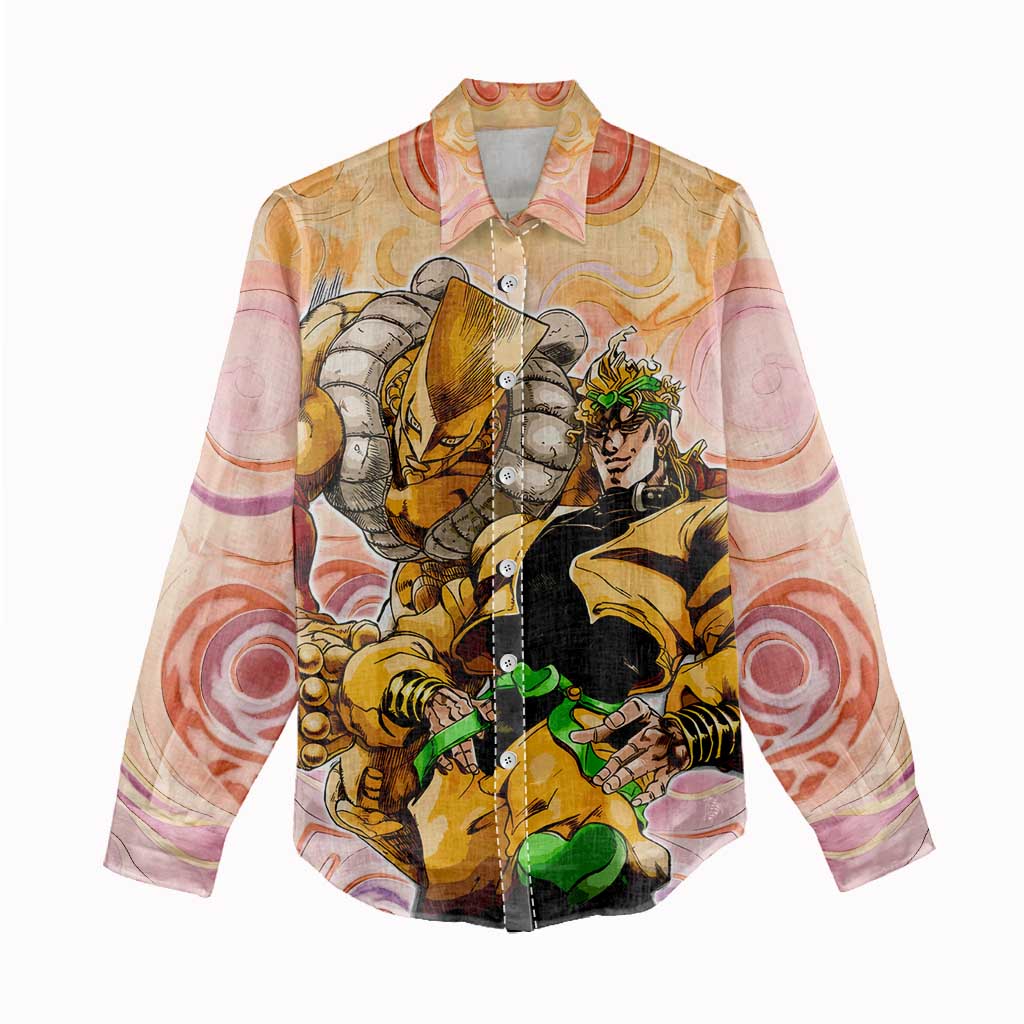Trippy Dio V2 Jojo’s Bizarre Adventure Women Casual Shirt Trippy Mix Anime Style - The Mazicc