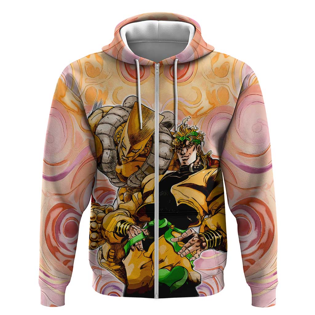 Trippy Dio V2 Jojo’s Bizarre Adventure Zip Hoodie Trippy Mix Anime Style - The Mazicc