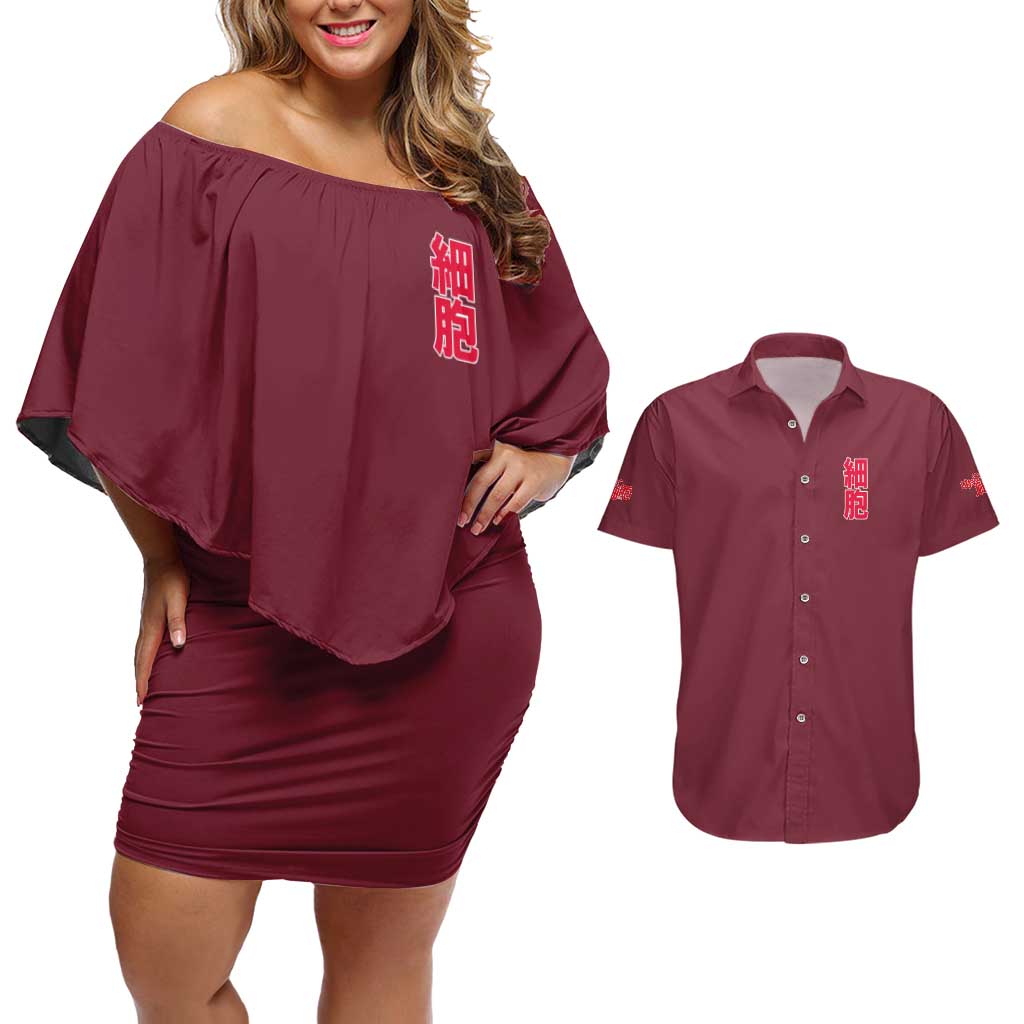 Cells at Work Couples Matching Off Shoulder Short Dress and Hawaiian Shirt Japan Anime Style - The Mazicc