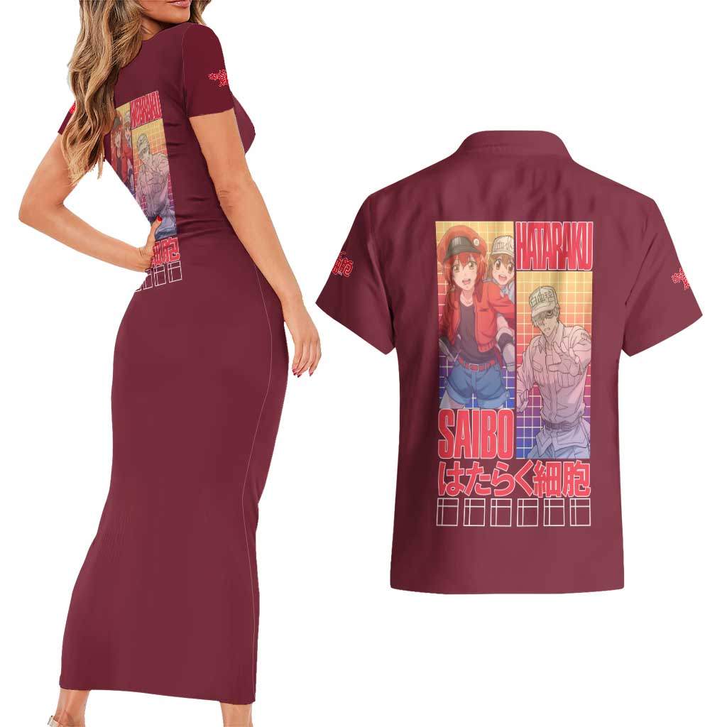Cells at Work Couples Matching Short Sleeve Bodycon Dress and Hawaiian Shirt Japan Anime Style - The Mazicc