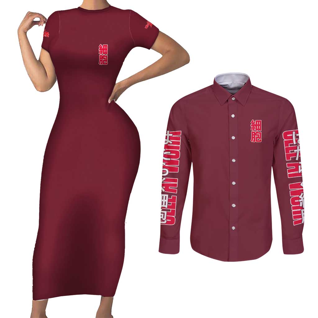 Cells at Work Couples Matching Short Sleeve Bodycon Dress and Long Sleeve Button Shirt Japan Anime Style - The Mazicc