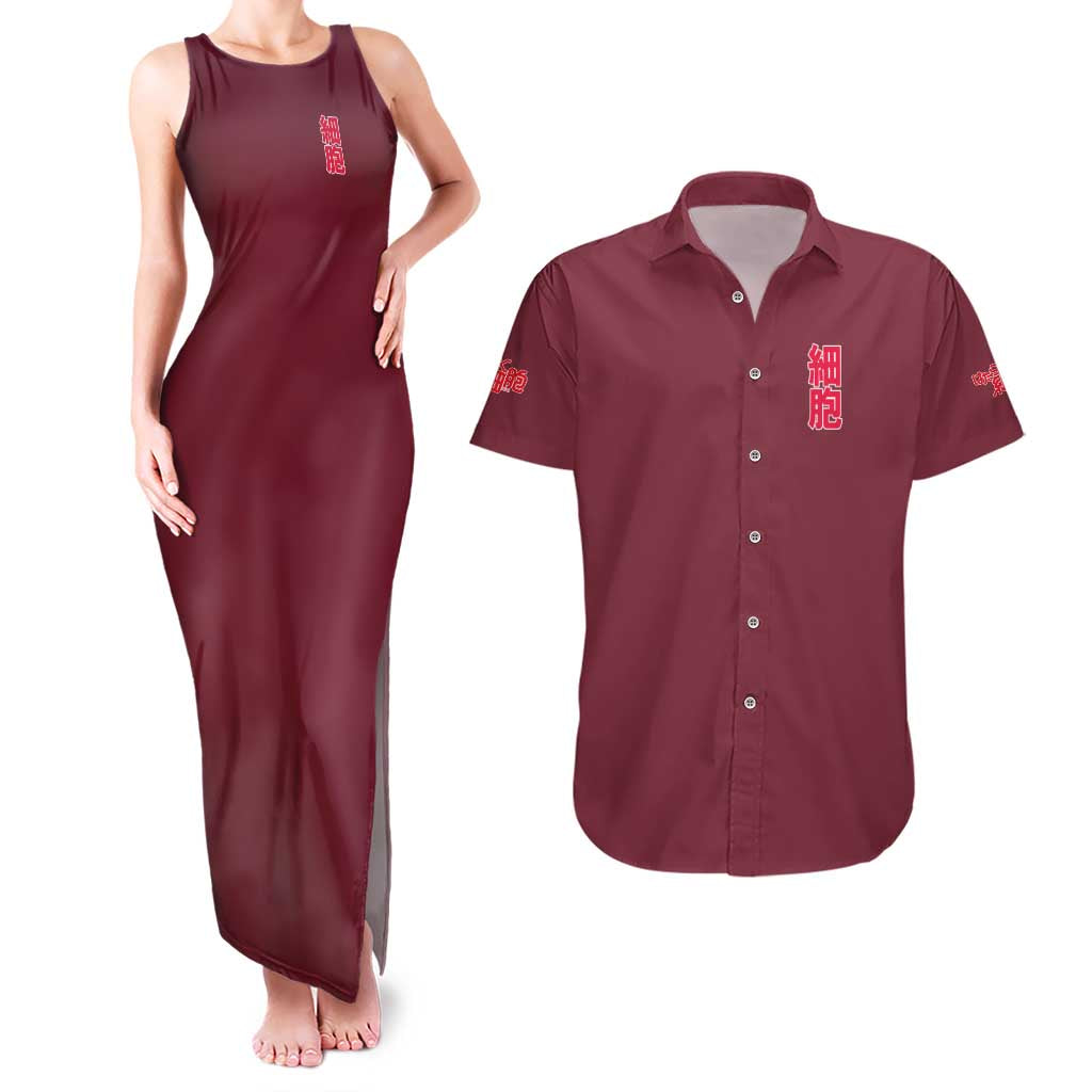 Cells at Work Couples Matching Tank Maxi Dress and Hawaiian Shirt Japan Anime Style - The Mazicc