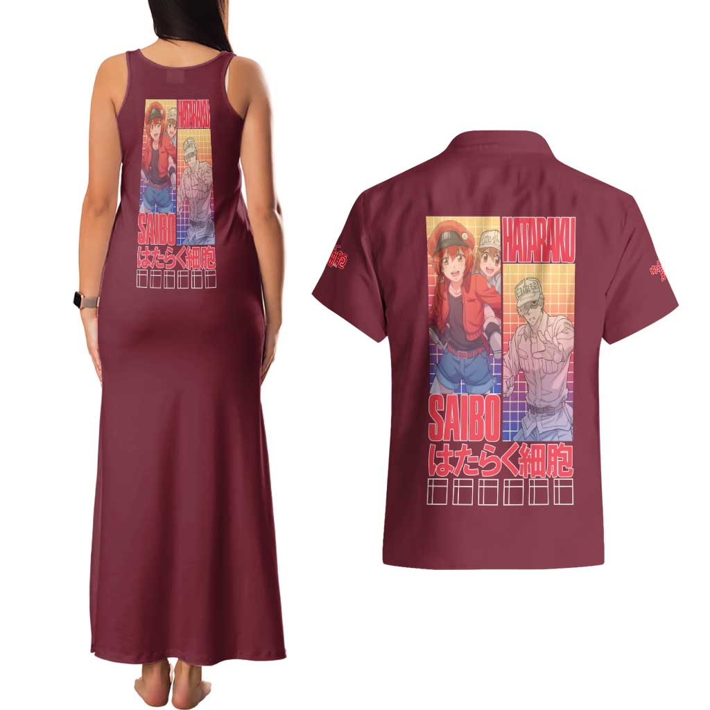 Cells at Work Couples Matching Tank Maxi Dress and Hawaiian Shirt Japan Anime Style - The Mazicc