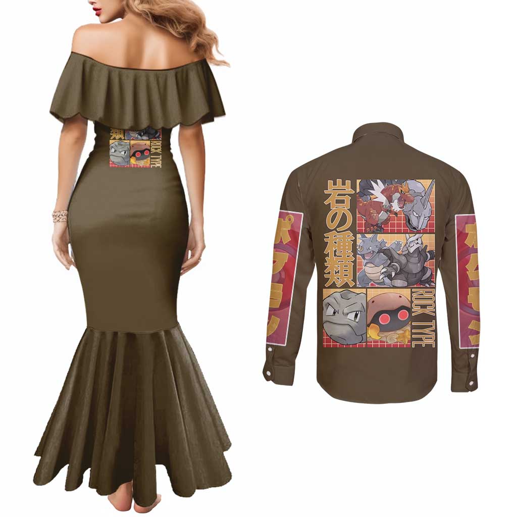 Rock Type Poke Couples Matching Mermaid Dress and Long Sleeve Button Shirt Japan Anime Style - The Mazicc