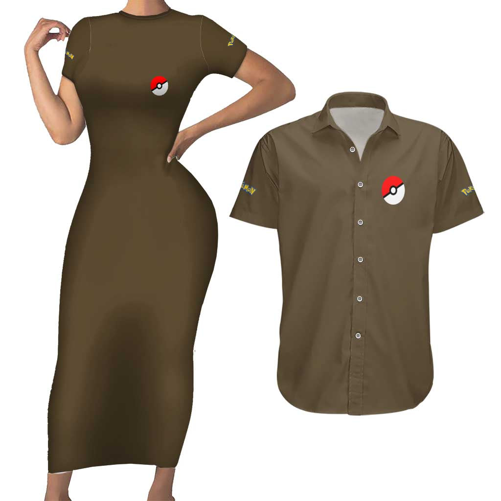 Rock Type Poke Couples Matching Short Sleeve Bodycon Dress and Hawaiian Shirt Japan Anime Style - The Mazicc