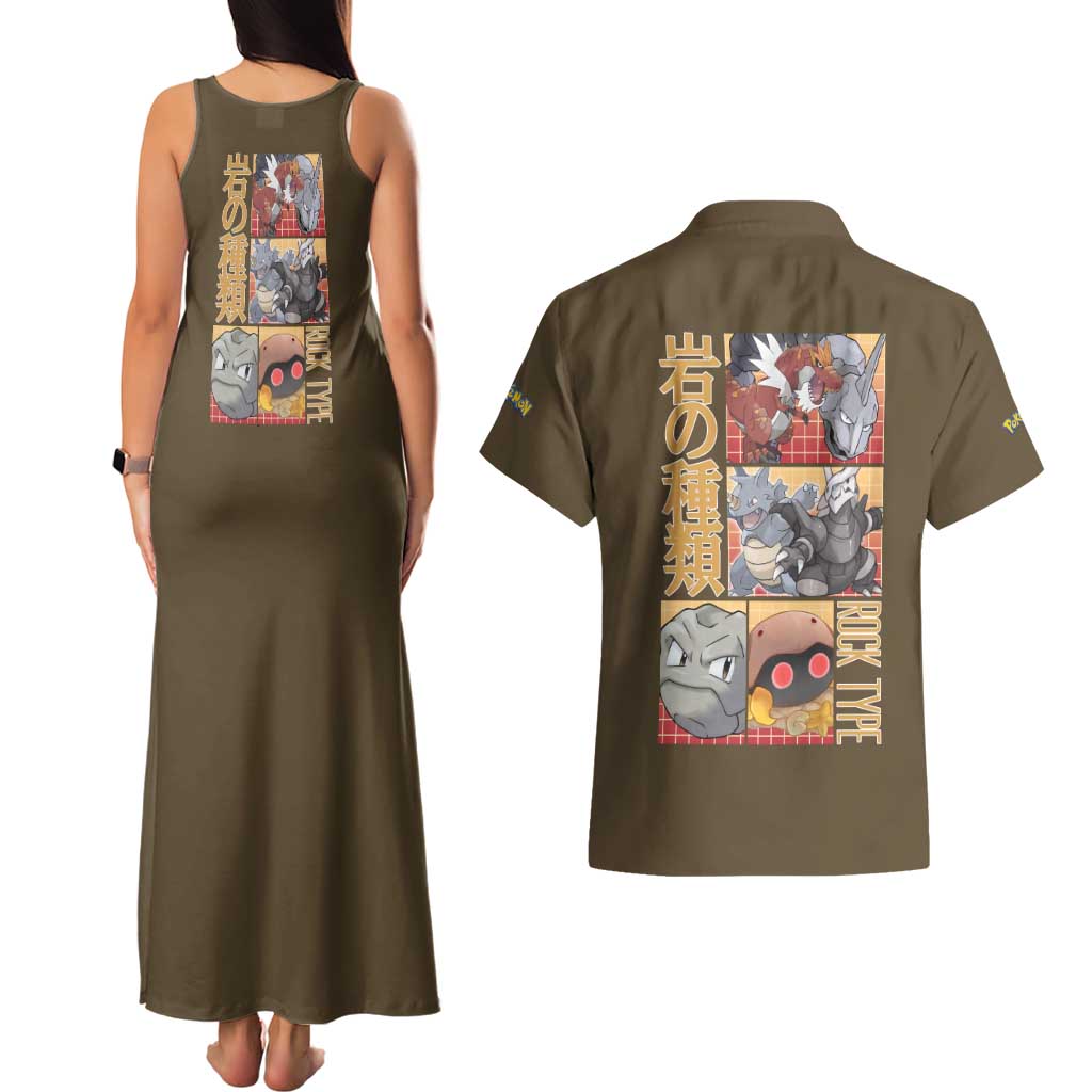 Rock Type Poke Couples Matching Tank Maxi Dress and Hawaiian Shirt Japan Anime Style - The Mazicc