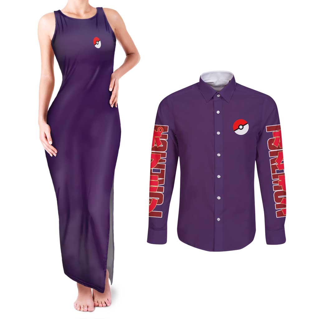 Psychic Type Poke Couples Matching Tank Maxi Dress and Long Sleeve Button Shirt Japan Anime Style - The Mazicc