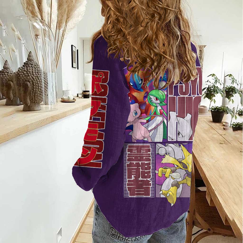 Psychic Type Poke Women Casual Shirt Japan Anime Style - The Mazicc