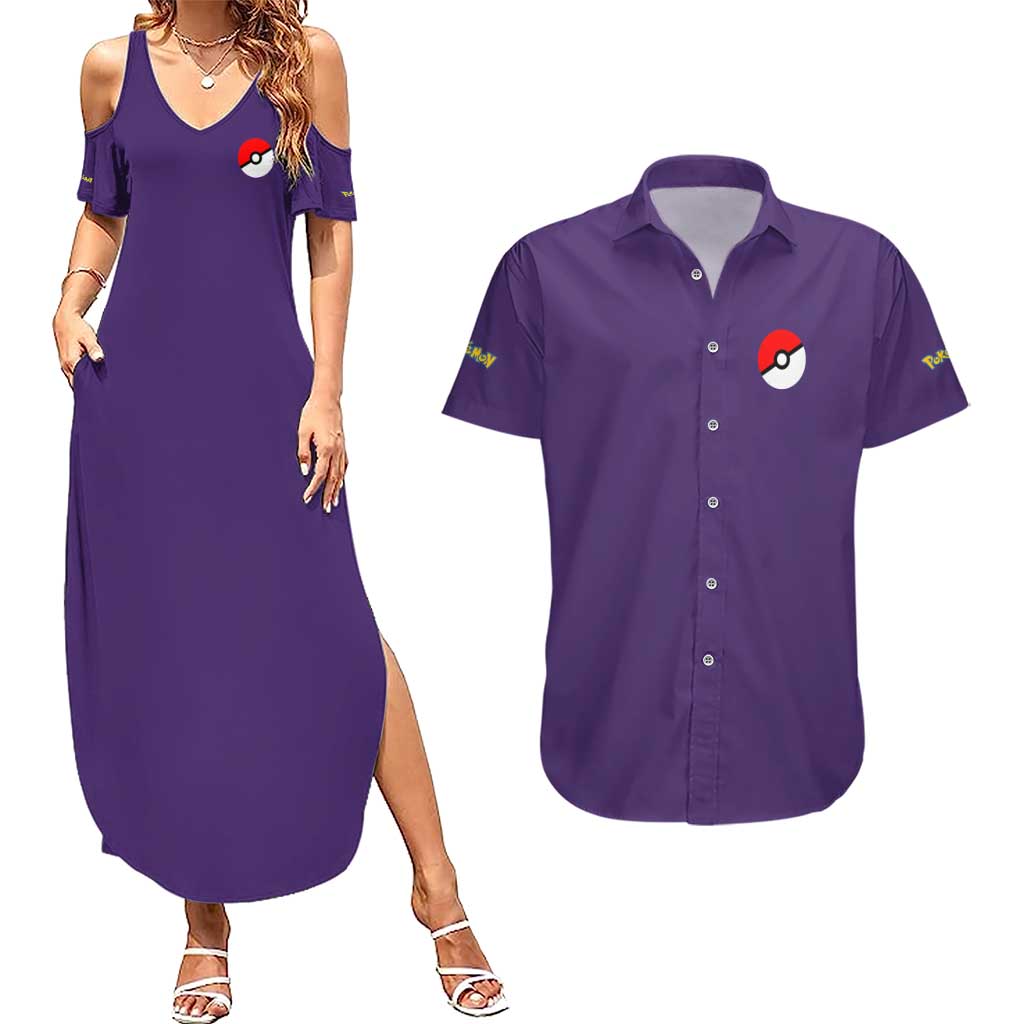 Plusle and Minun Poke Couples Matching Summer Maxi Dress and Hawaiian Shirt Japan Anime Style - The Mazicc