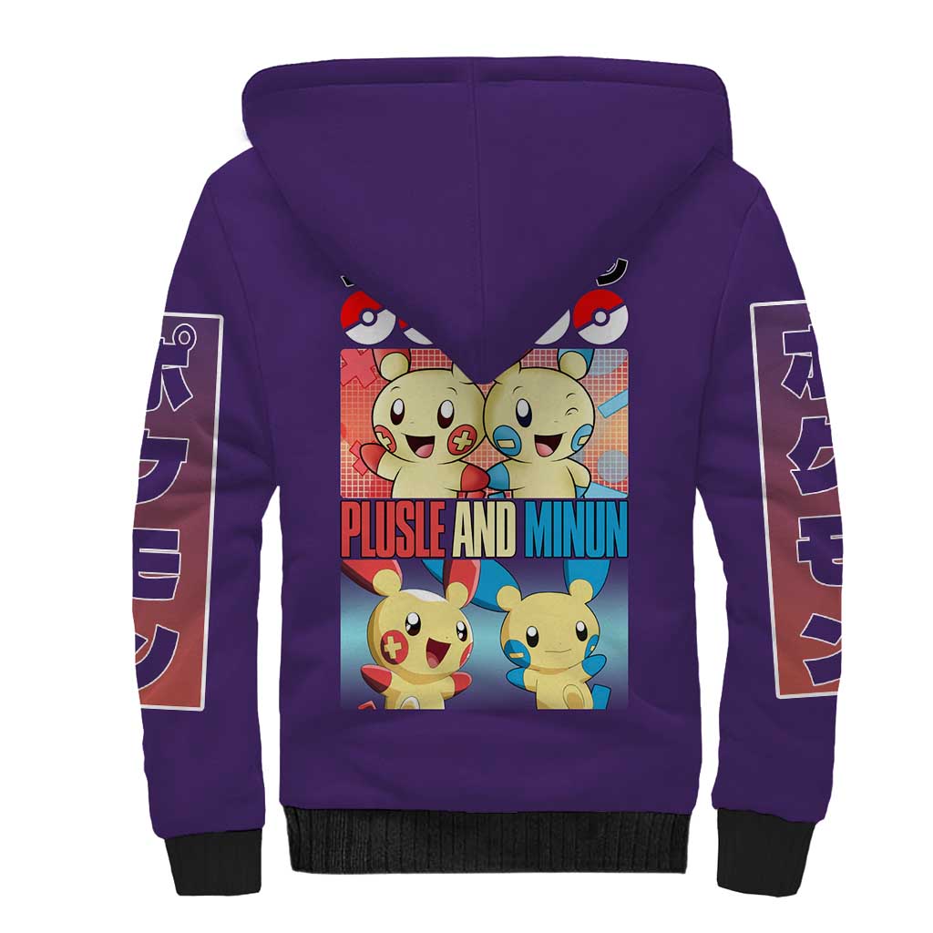 Plusle and Minun Poke Sherpa Hoodie Japan Anime Style - The Mazicc
