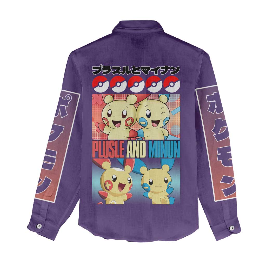 Plusle and Minun Poke Women Casual Shirt Japan Anime Style - The Mazicc