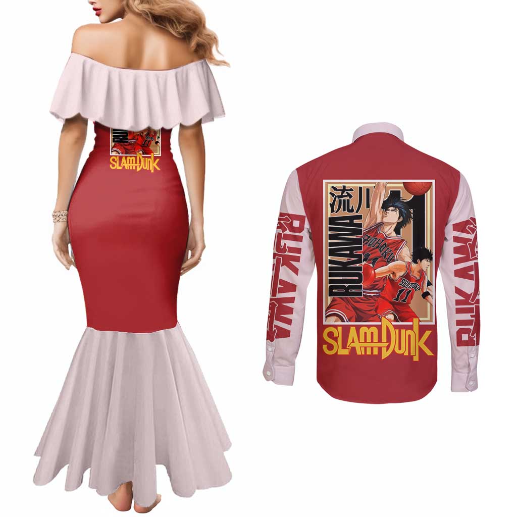 Kaede Rukawa Slam Dunk Couples Matching Mermaid Dress and Long Sleeve Button Shirt Japan Anime Style - The Mazicc