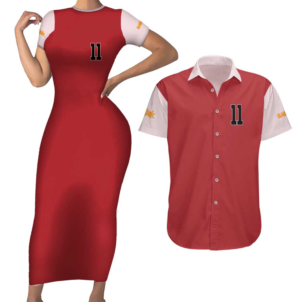 Kaede Rukawa Slam Dunk Couples Matching Short Sleeve Bodycon Dress and Hawaiian Shirt Japan Anime Style - The Mazicc