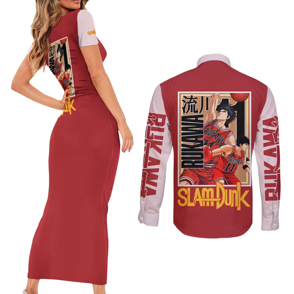 Kaede Rukawa Slam Dunk Couples Matching Short Sleeve Bodycon Dress and Long Sleeve Button Shirt Japan Anime Style - The Mazicc