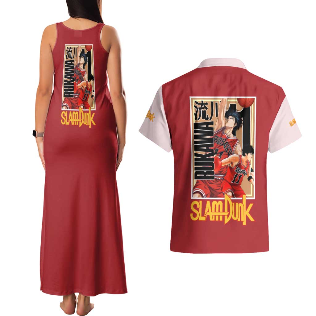 Kaede Rukawa Slam Dunk Couples Matching Tank Maxi Dress and Hawaiian Shirt Japan Anime Style - The Mazicc