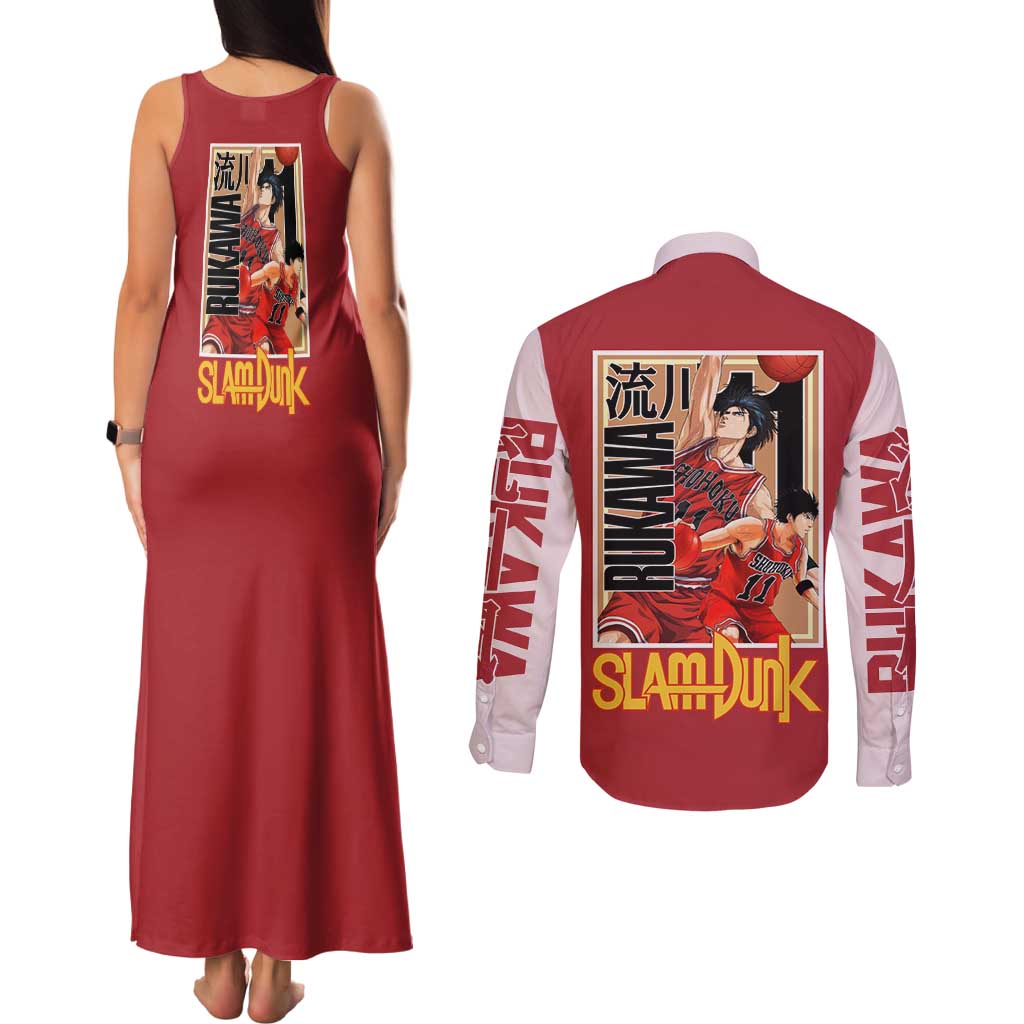 Kaede Rukawa Slam Dunk Couples Matching Tank Maxi Dress and Long Sleeve Button Shirt Japan Anime Style - The Mazicc