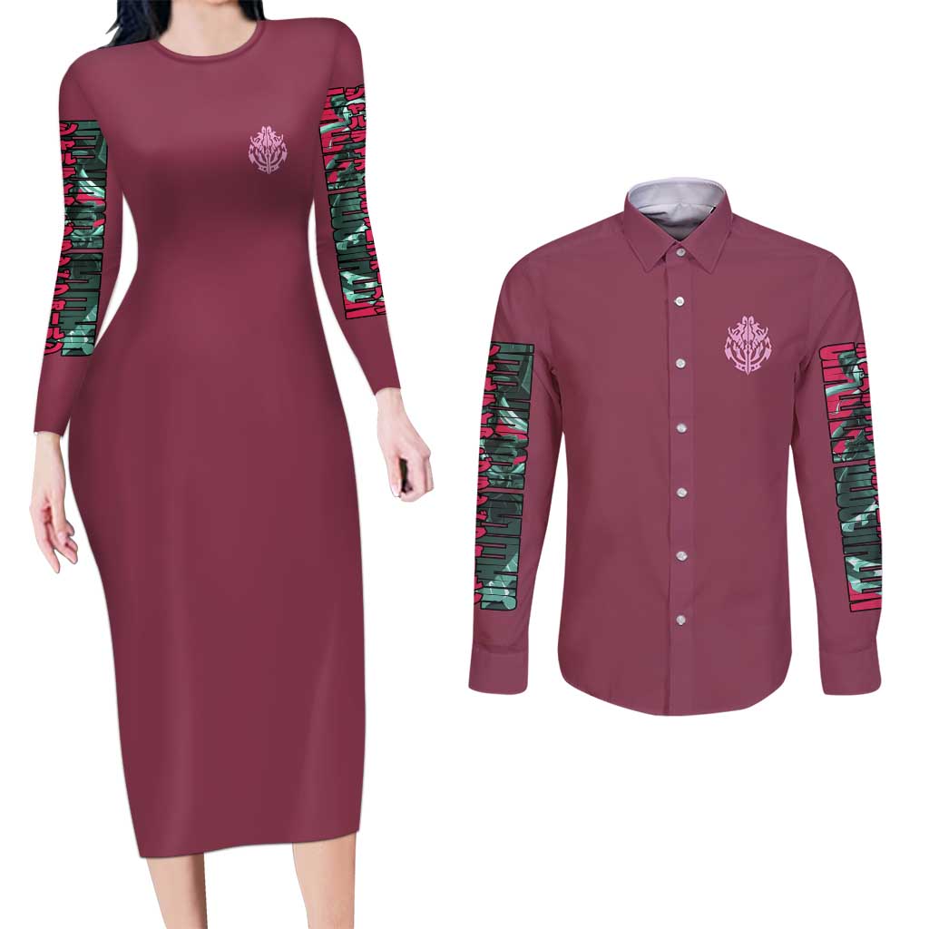 Shalltear Bloodfallen Overlord Couples Matching Long Sleeve Bodycon Dress and Long Sleeve Button Shirt Japan Anime Style - The Mazicc