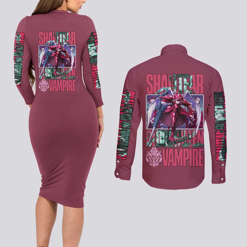 Shalltear Bloodfallen Overlord Couples Matching Long Sleeve Bodycon Dress and Long Sleeve Button Shirt Japan Anime Style - The Mazicc