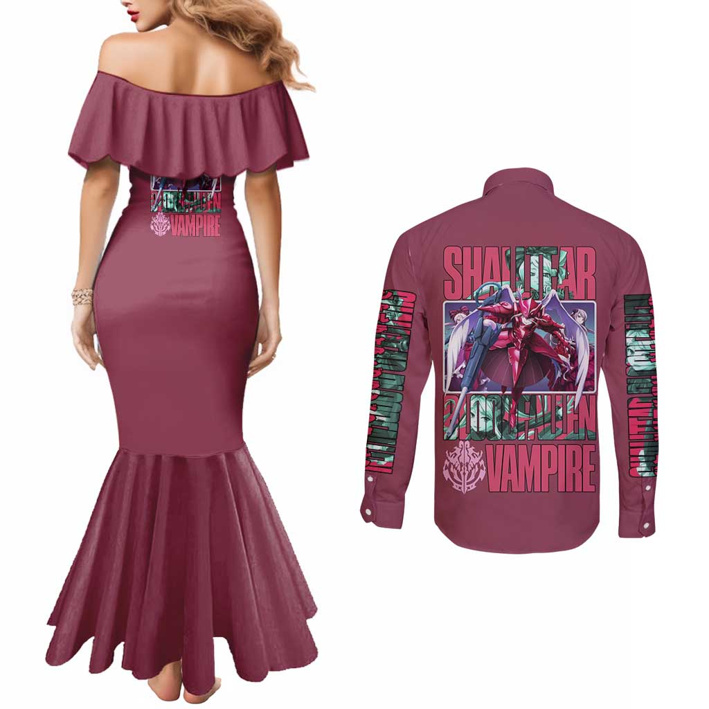 Shalltear Bloodfallen Overlord Couples Matching Mermaid Dress and Long Sleeve Button Shirt Japan Anime Style - The Mazicc