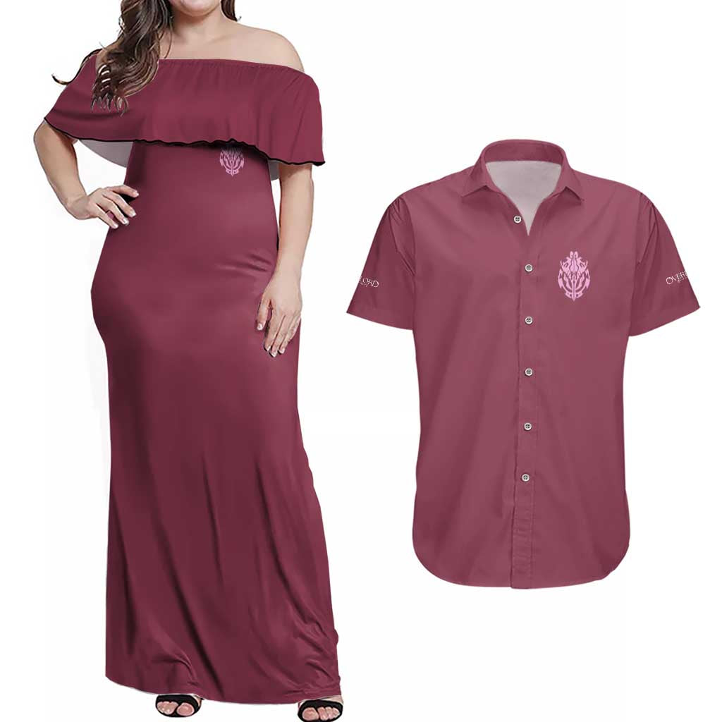 Shalltear Bloodfallen Overlord Couples Matching Off Shoulder Maxi Dress and Hawaiian Shirt Japan Anime Style - The Mazicc