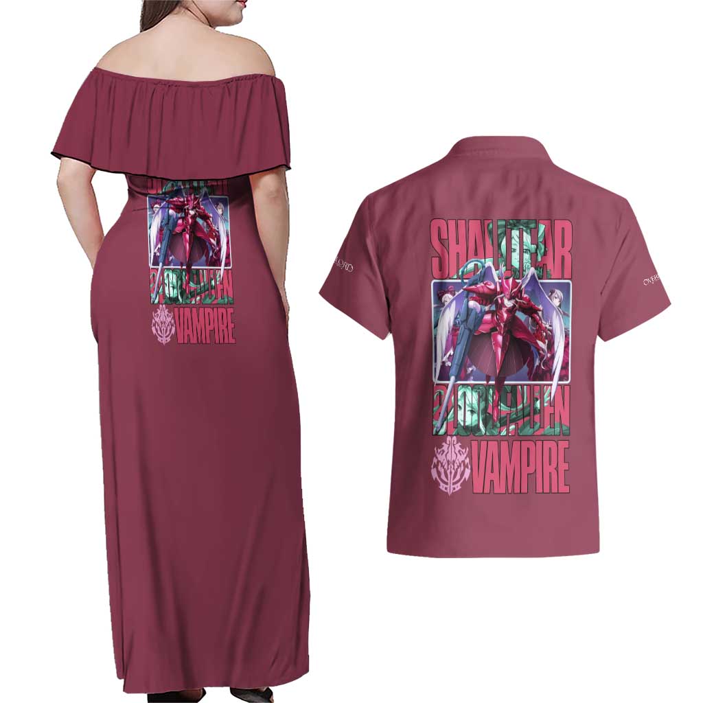 Shalltear Bloodfallen Overlord Couples Matching Off Shoulder Maxi Dress and Hawaiian Shirt Japan Anime Style - The Mazicc