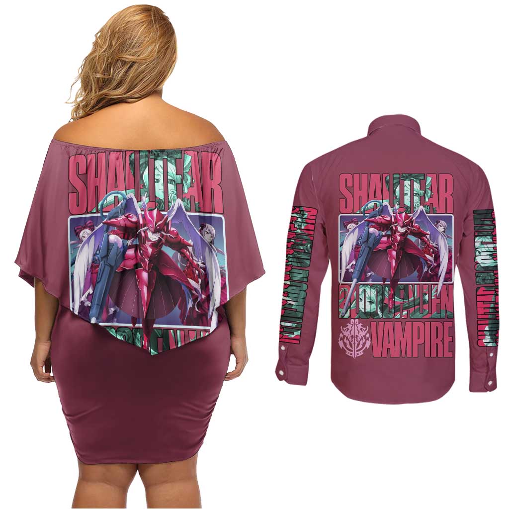 Shalltear Bloodfallen Overlord Couples Matching Off Shoulder Short Dress and Long Sleeve Button Shirt Japan Anime Style - The Mazicc