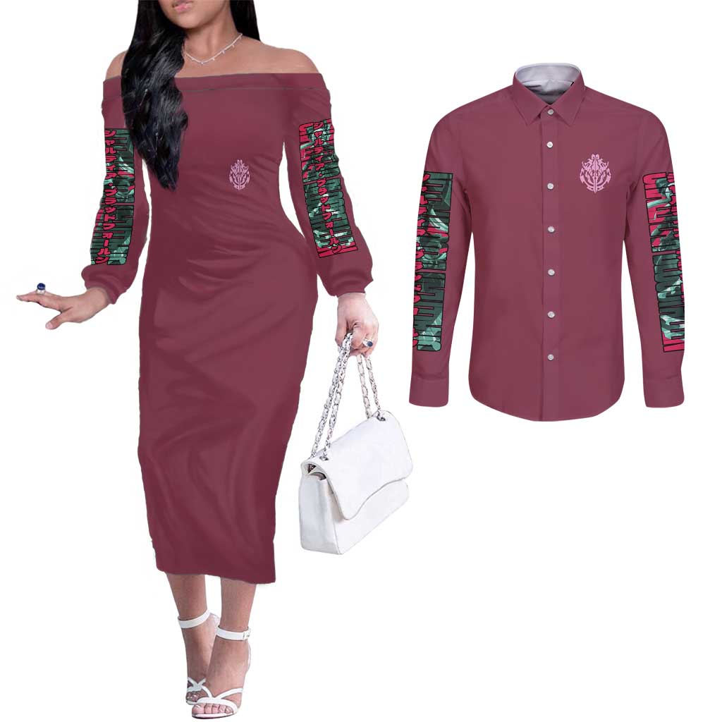Shalltear Bloodfallen Overlord Couples Matching Off The Shoulder Long Sleeve Dress and Long Sleeve Button Shirt Japan Anime Style - The Mazicc