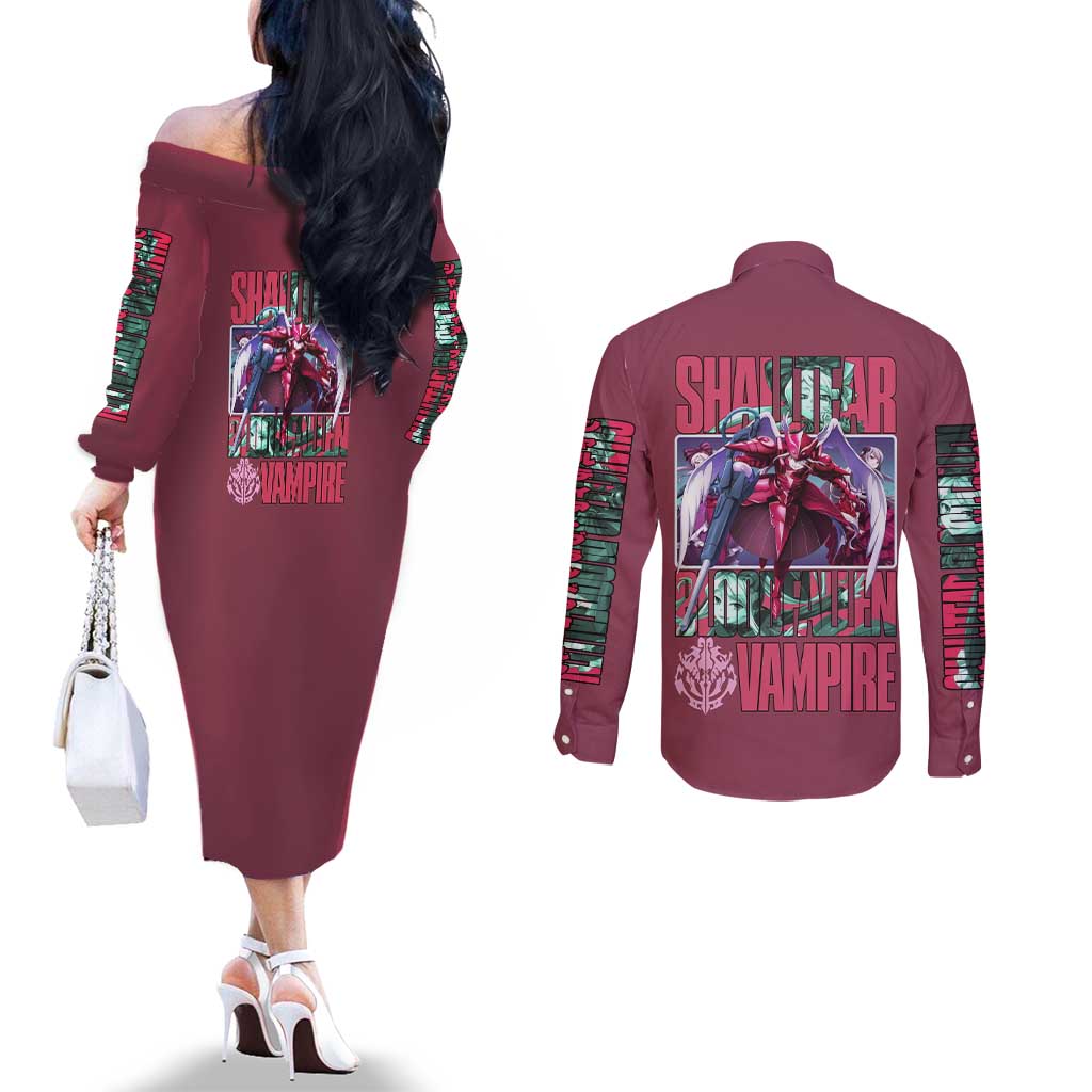 Shalltear Bloodfallen Overlord Couples Matching Off The Shoulder Long Sleeve Dress and Long Sleeve Button Shirt Japan Anime Style - The Mazicc