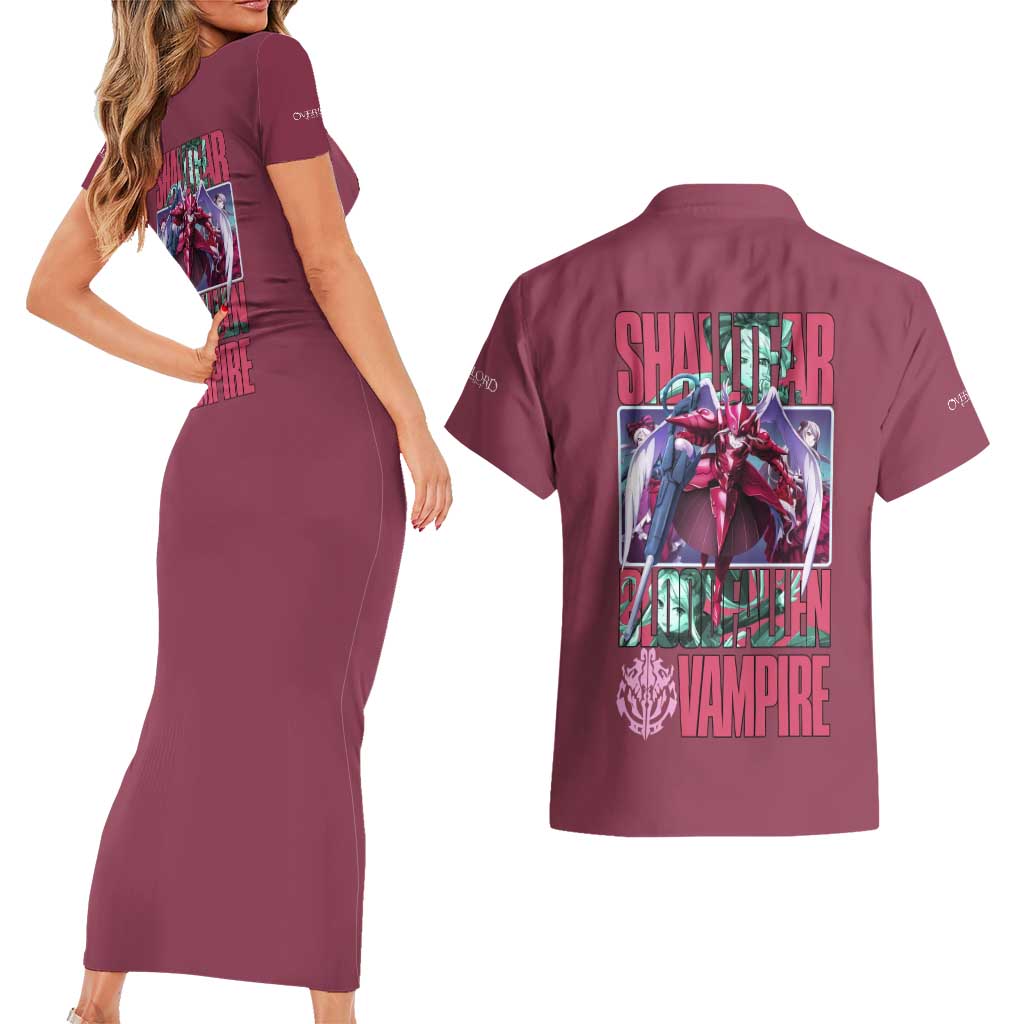 Shalltear Bloodfallen Overlord Couples Matching Short Sleeve Bodycon Dress and Hawaiian Shirt Japan Anime Style - The Mazicc