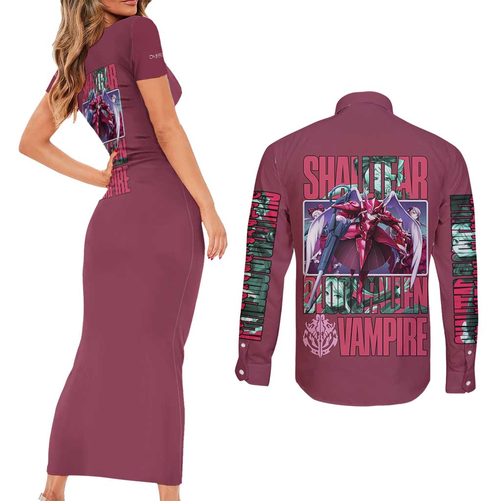 Shalltear Bloodfallen Overlord Couples Matching Short Sleeve Bodycon Dress and Long Sleeve Button Shirt Japan Anime Style - The Mazicc