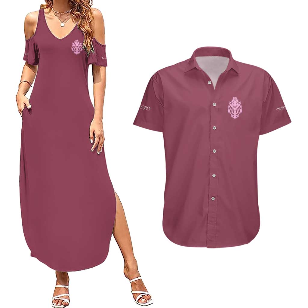 Shalltear Bloodfallen Overlord Couples Matching Summer Maxi Dress and Hawaiian Shirt Japan Anime Style - The Mazicc