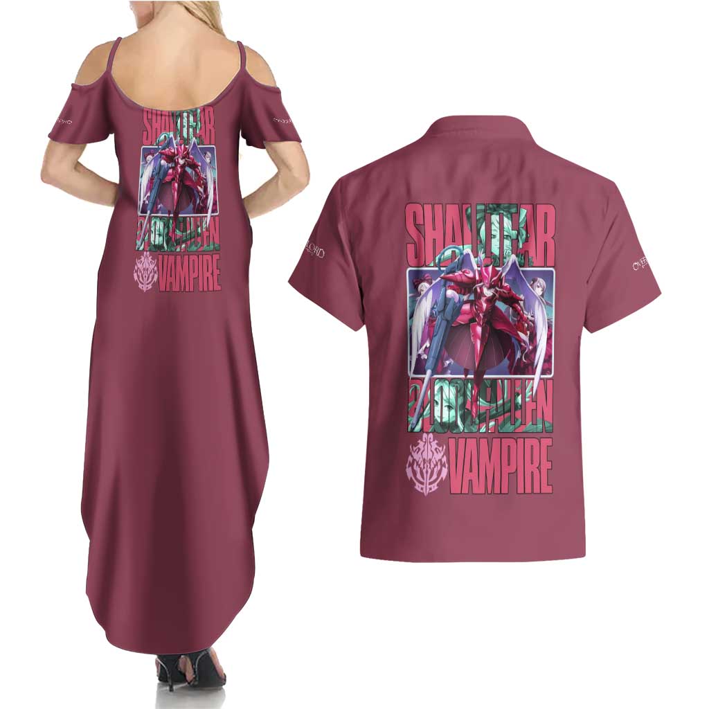 Shalltear Bloodfallen Overlord Couples Matching Summer Maxi Dress and Hawaiian Shirt Japan Anime Style - The Mazicc