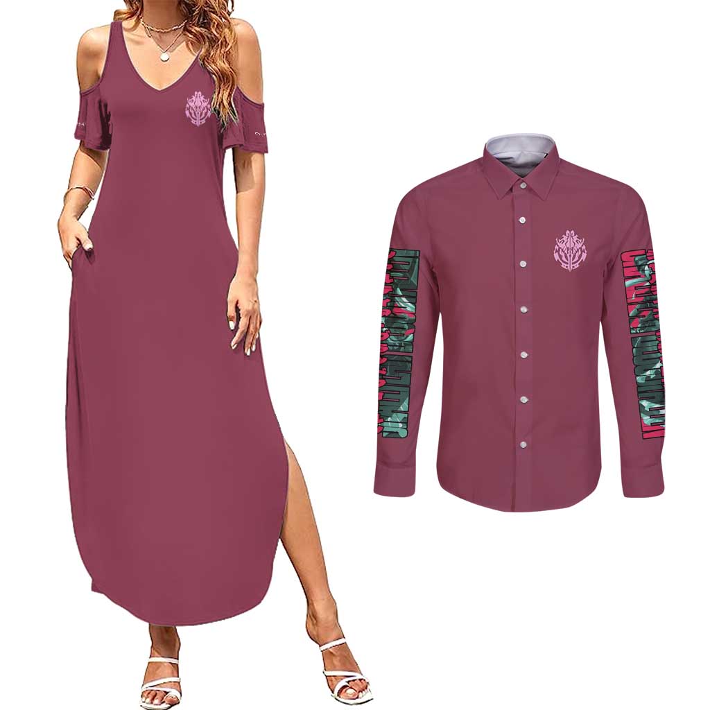 Shalltear Bloodfallen Overlord Couples Matching Summer Maxi Dress and Long Sleeve Button Shirt Japan Anime Style - The Mazicc