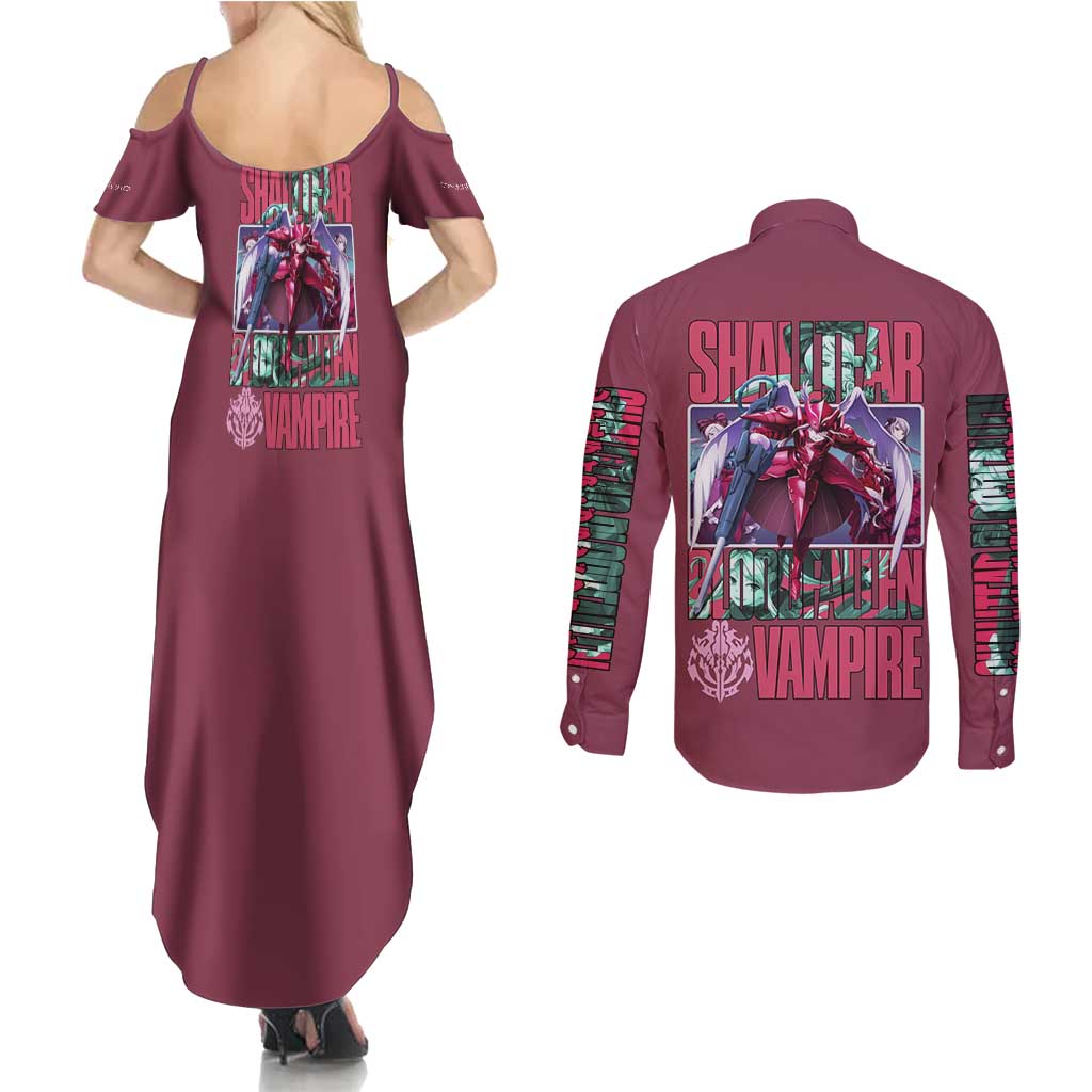 Shalltear Bloodfallen Overlord Couples Matching Summer Maxi Dress and Long Sleeve Button Shirt Japan Anime Style - The Mazicc