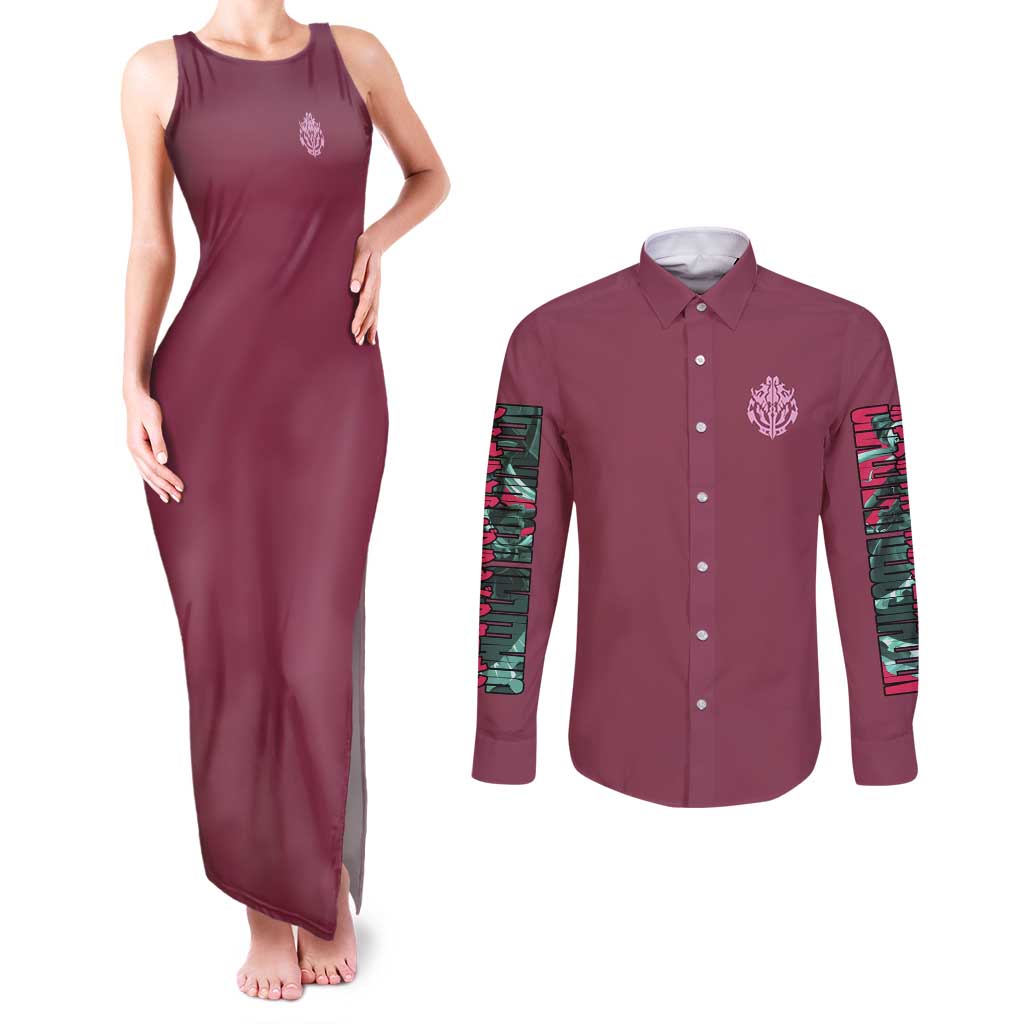 Shalltear Bloodfallen Overlord Couples Matching Tank Maxi Dress and Long Sleeve Button Shirt Japan Anime Style - The Mazicc