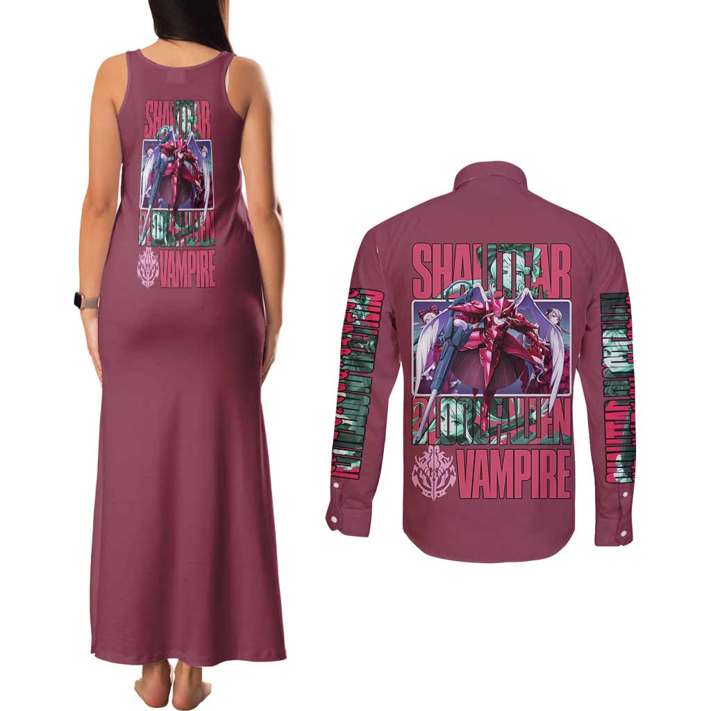 Shalltear Bloodfallen Overlord Couples Matching Tank Maxi Dress and Long Sleeve Button Shirt Japan Anime Style - The Mazicc