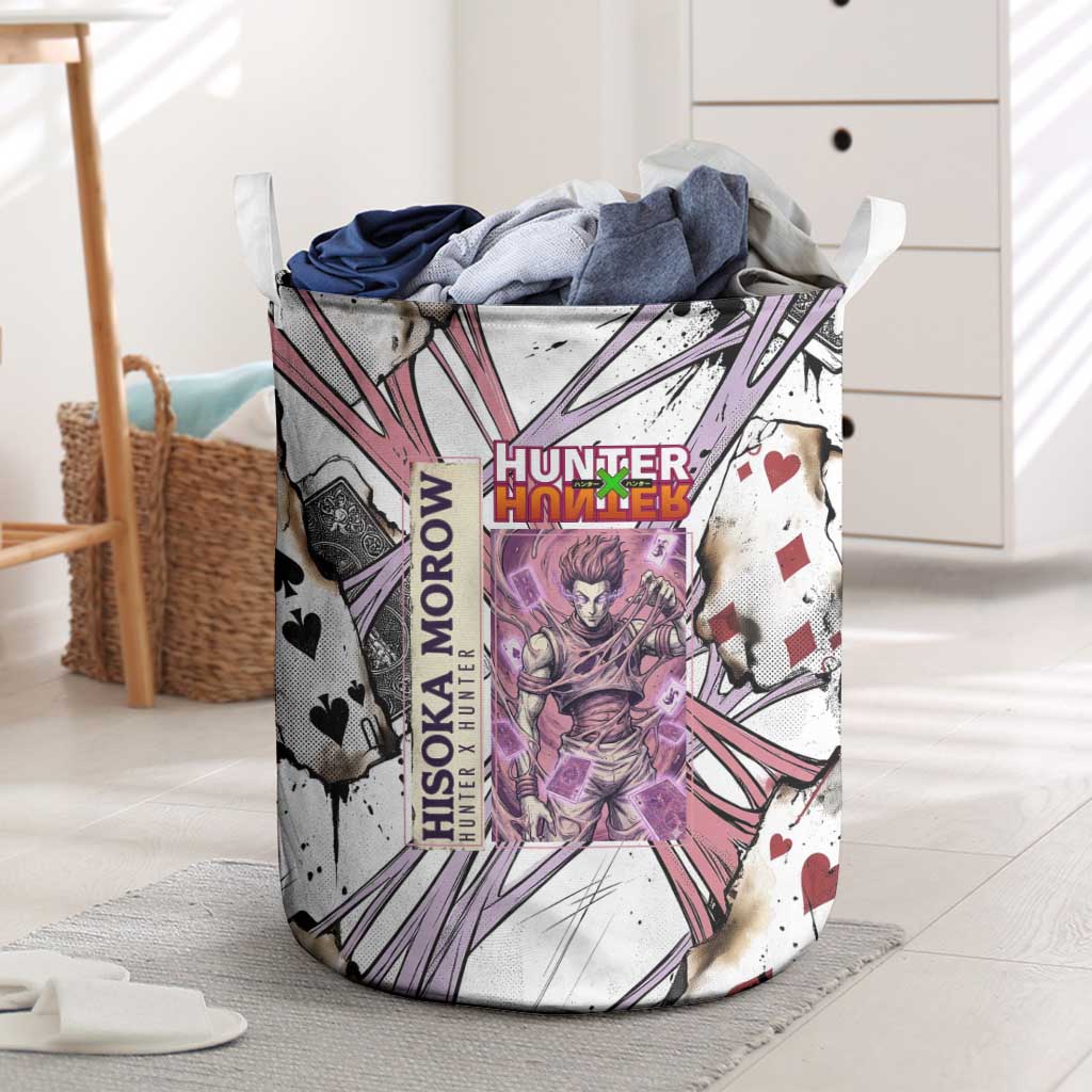 Hisoka Morow Playing Card Theme Laundry Basket with Magic Aura and Artistic Anime Illustration - The Mazicc