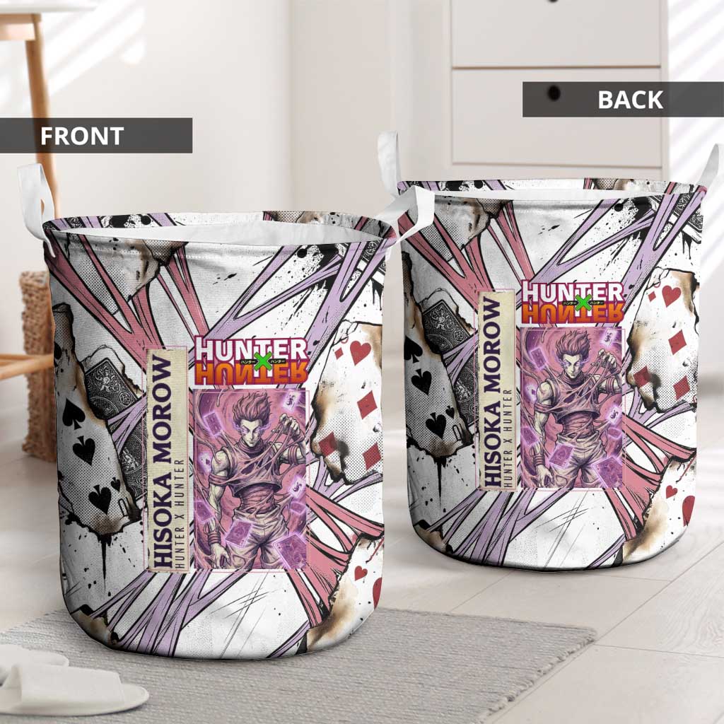 Hisoka Morow Playing Card Theme Laundry Basket with Magic Aura and Artistic Anime Illustration - The Mazicc