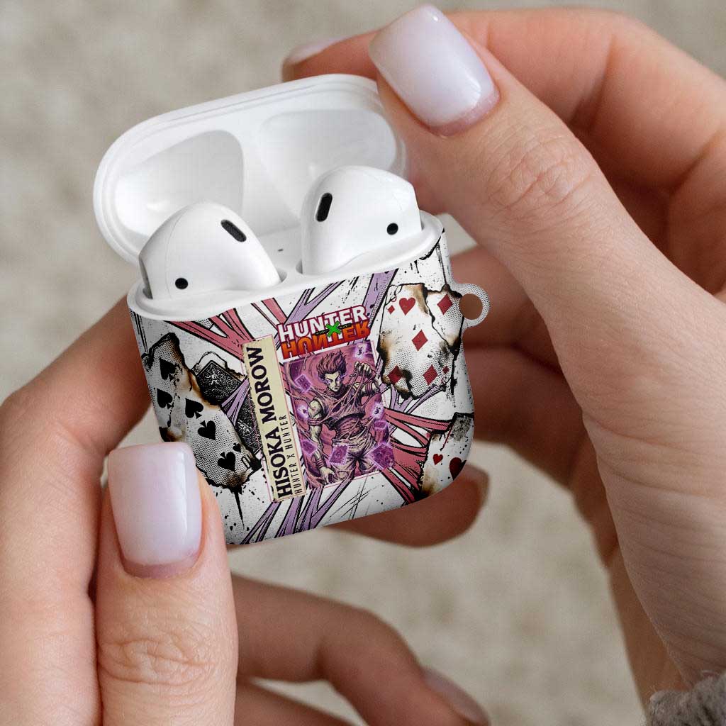 Hisoka Morow Playing Card Theme AirPods Case with Magic Aura and Artistic Anime Illustration - The Mazicc