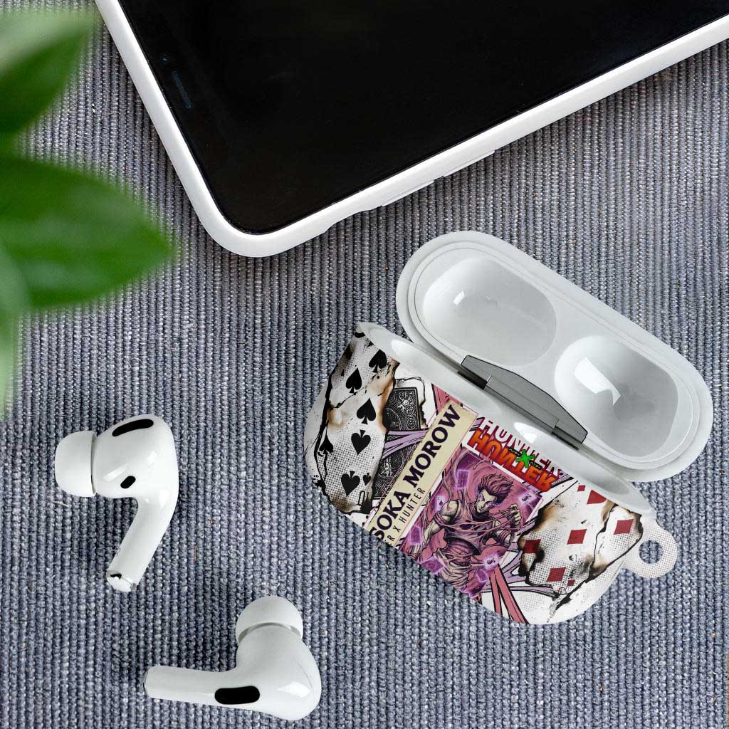 Hisoka Morow Playing Card Theme AirPods Case with Magic Aura and Artistic Anime Illustration - The Mazicc