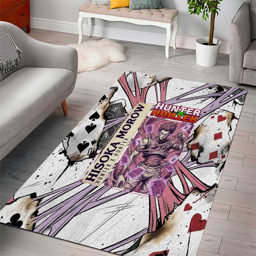 Hisoka Morow Playing Card Theme Area Rug with Magic Aura and Artistic Anime Illustration - The Mazicc