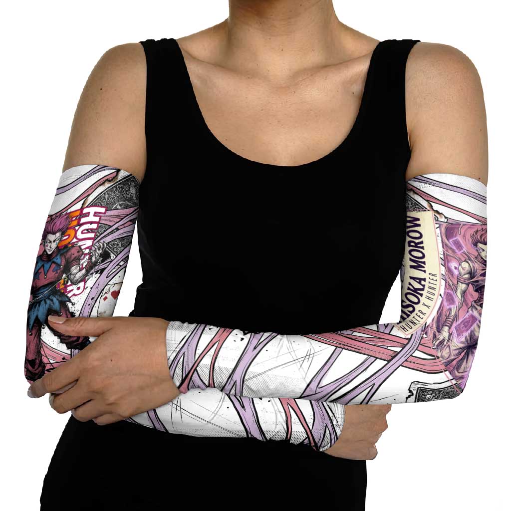 Hisoka Morow Playing Card Theme Arm Sleeves with Magic Aura and Artistic Anime Illustration - The Mazicc
