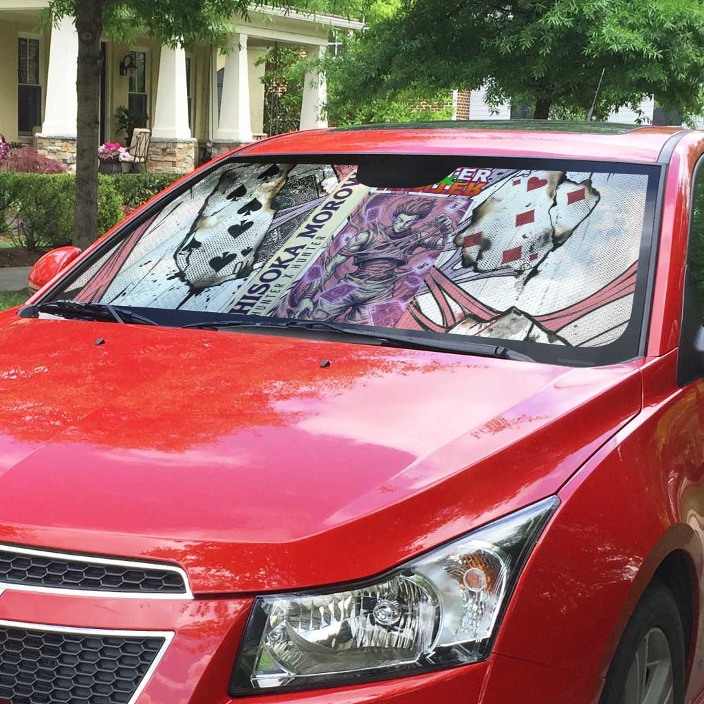 Hisoka Morow Playing Card Theme Auto Sun Shade with Magic Aura and Artistic Anime Illustration - The Mazicc