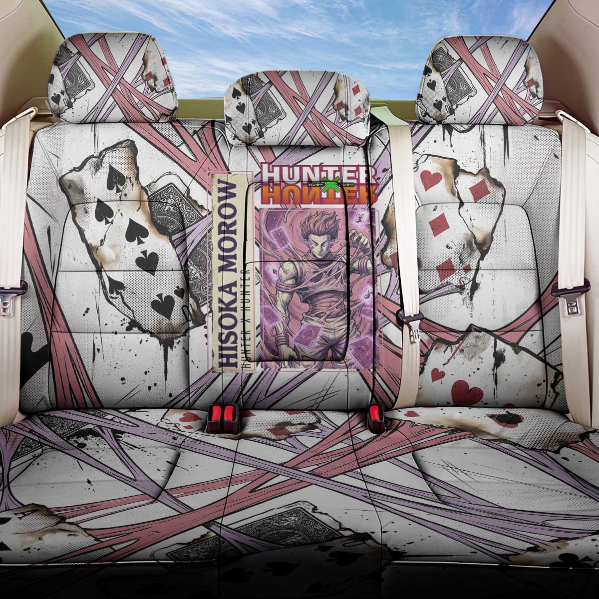 Hisoka Morow Playing Card Theme Back Car Seat Cover with Magic Aura and Artistic Anime Illustration - The Mazicc