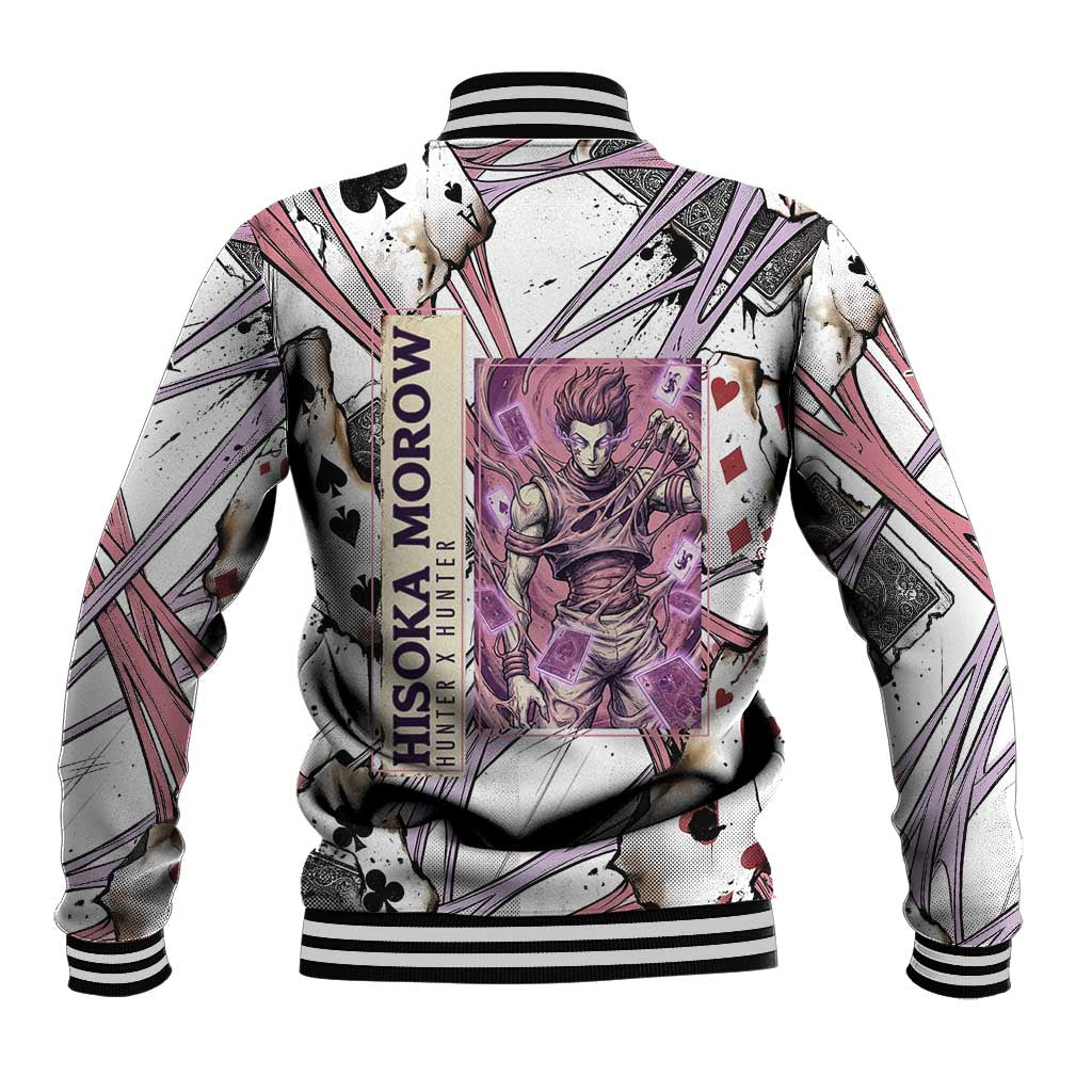 Hisoka Morow Playing Card Theme Baseball Jacket with Magic Aura and Artistic Anime Illustration - The Mazicc