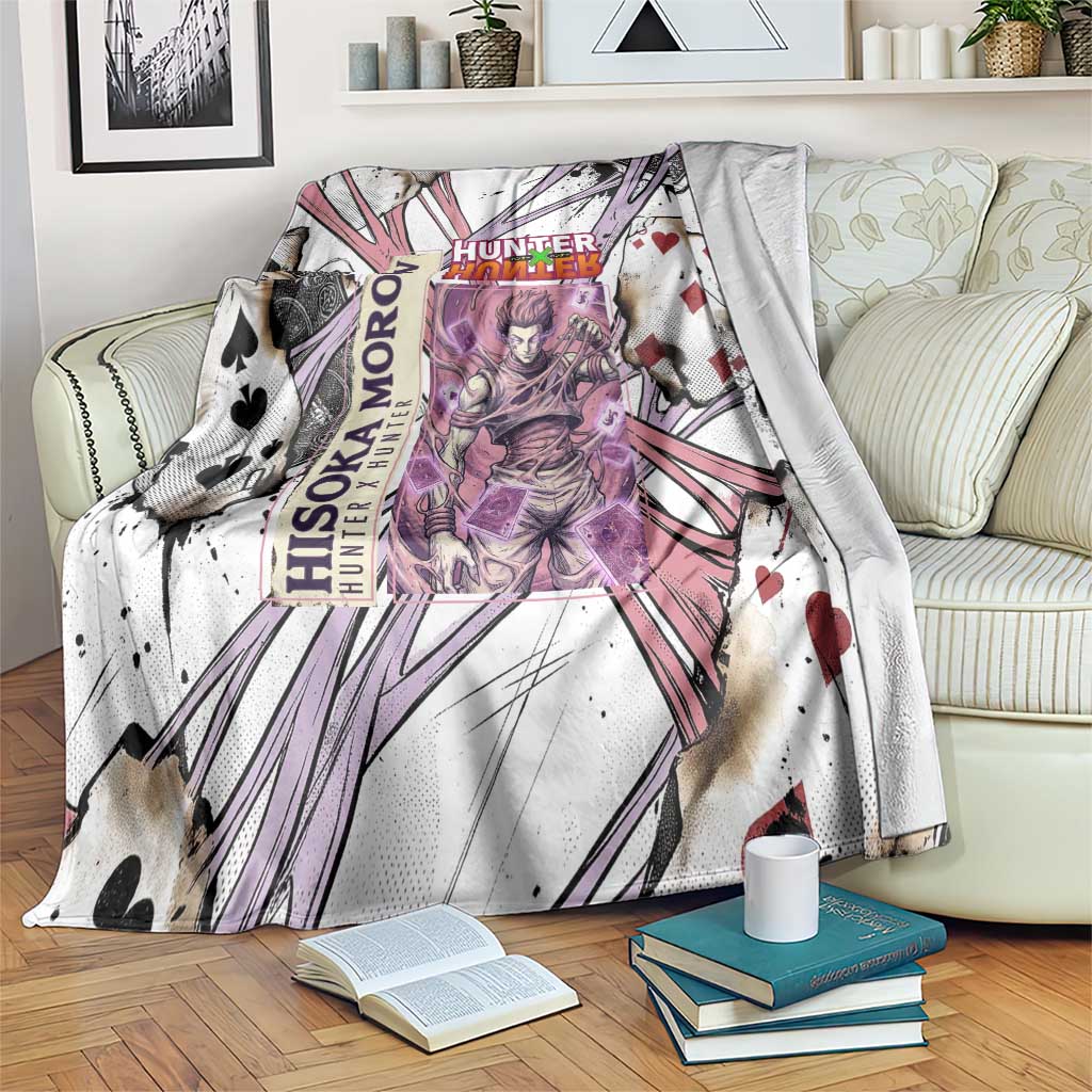 Hisoka Morow Playing Card Theme Blanket with Magic Aura and Artistic Anime Illustration - The Mazicc