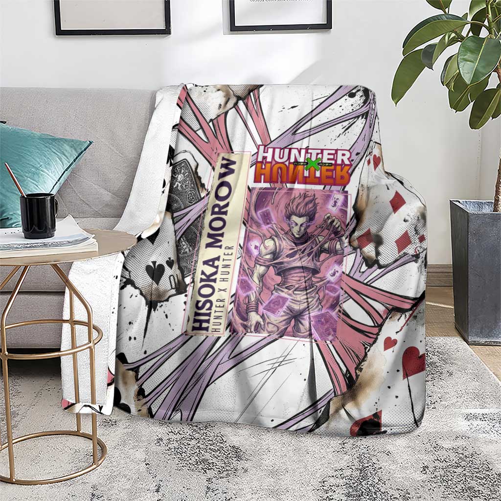 Hisoka Morow Playing Card Theme Blanket with Magic Aura and Artistic Anime Illustration - The Mazicc