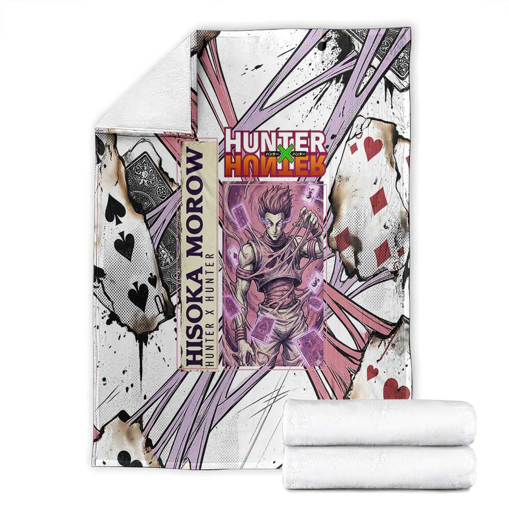 Hisoka Morow Playing Card Theme Blanket with Magic Aura and Artistic Anime Illustration - The Mazicc